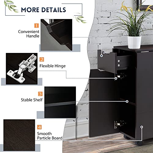 Jomeed Folding Dining Table With 6 Wheels, Drawer And 2-Layer Storage Shelf, Drop Leaf Table For Small Space Space Saving Dining Table For Kitchen, Living Room (Black Walnut) #TOP5