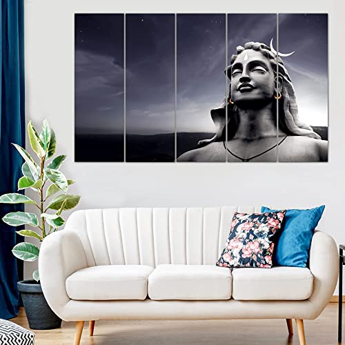 Image of Maxstone Adiyogi Shiva Shiv Shivji Bholebaba Mahadev Wall Painting for Living Room, Bedroom, Office, Hotels,Drawing Room Wooden Framed Digital Painting (30x60 inch) M1370