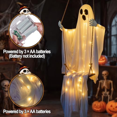 4.8' Hanging Swing Ghost Halloween Outdoor Decoration - image 5