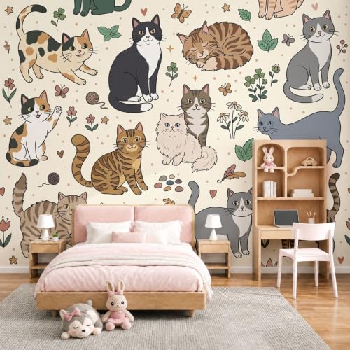 Fresque murale panoramique chat tigré pour salon et chambre - 2