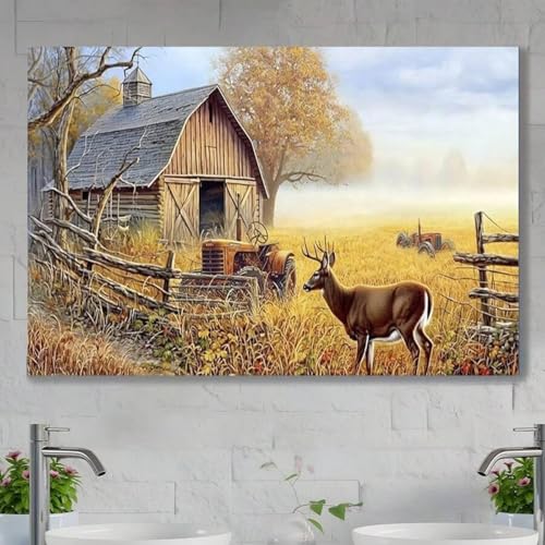 Impression sur toile cerf grand format art mural salon 70 x 100 cm