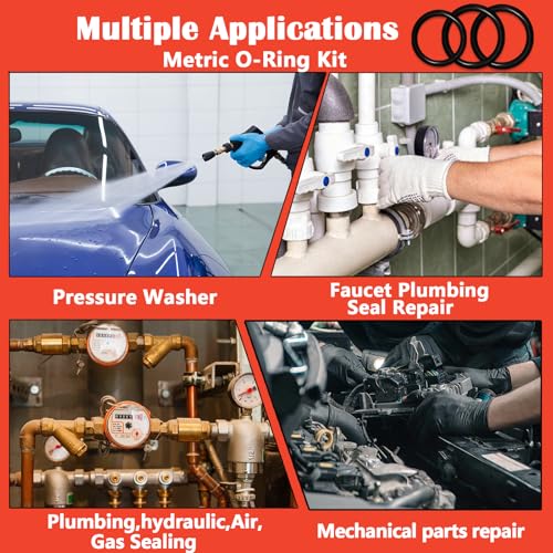 Image of XBVV 419 PCS Universal Metric O-Ring Kit,32 Sizes Buna-N 70A Rubber O Ring Assortment Set for Various Car Auto Faucet Plumbing Pressure Washer Air or Gas Sealing Repair Resist Oil and Heat