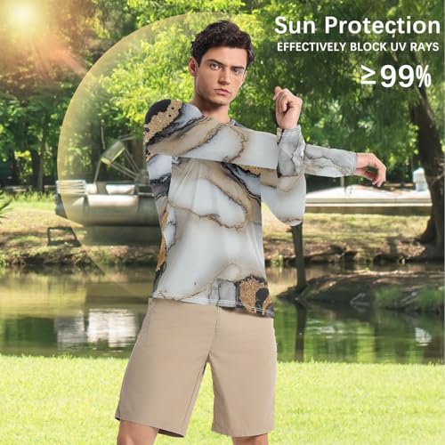 Marble White Black Shirts Summer UPF 50+ Loose Type Elasticity Mens Sun Shirts Protection Long Sleeve Water Fishing4
