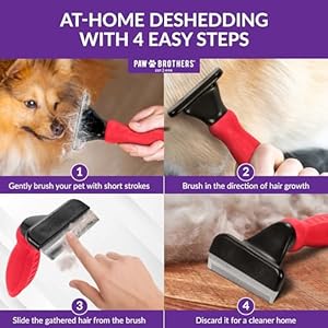 Paw Brothers Deshedding Tool, Deshedding Brush for Dogs and Cats, Professional Dog Grooming Brush for Shedding, Pet Hair Remover, Fur Removal Brush for Medium and Long Pet Hair, Medium