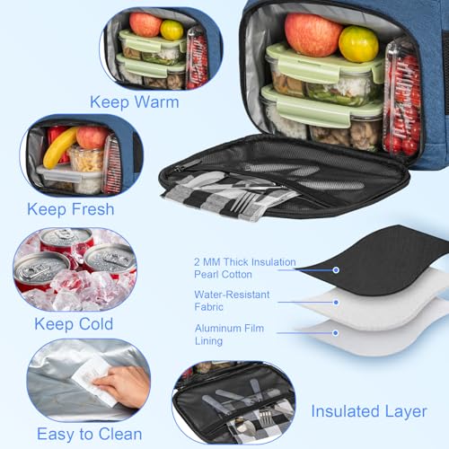 Image of ANILD Lunch Backpack, 15.6 Inch Laptop Backpack with Insulated Cooler Compartment for Men Women, Travel Work Computer Backpack