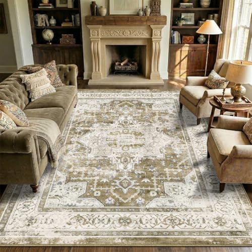 Vintage 8x10 Area Rugs Living Room: Washable Boho Large Neutral V...