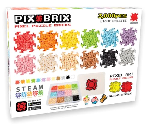 Cefa Toys - Pix Brix Pixel Art 3000 peças, cores sortidas, gama suave, construção horizontal, vertical, diagonal, crie mosaicos, figuras 2D, 3D, compatível com outras marcas, crianças a partir de 6