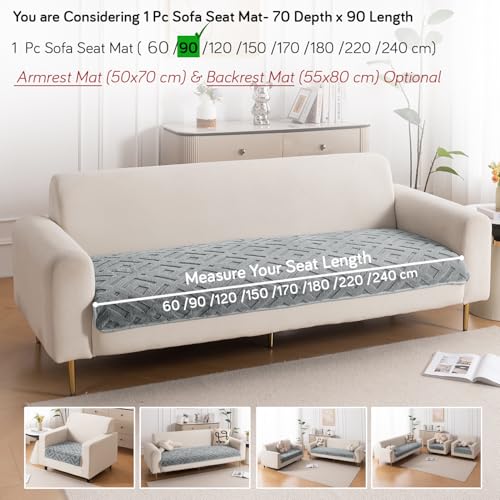 Image of HOKIPO 'Velvet Maze' Premium Anti Slip Sofa Cover Mats for L Shape and 1 /2 /3 Seater Sofa. Make Your Own Sofa Cover Set, 70(D) x 90(L) cm, Dark Grey (AR-5904-DGRY)