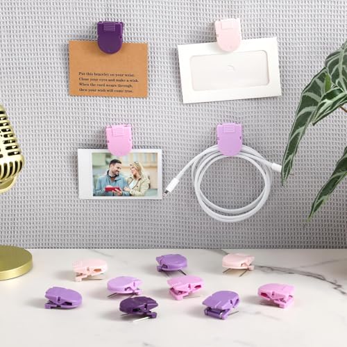 Image of Feifeiya 15 Pcs Cubicle Clips for Fabric Panels,Purple | Office Partition Wall Clips, 40-sheet Capacity for Notes Photos Memos, Metal Spring, Fits Cubicle Fabric Accessories