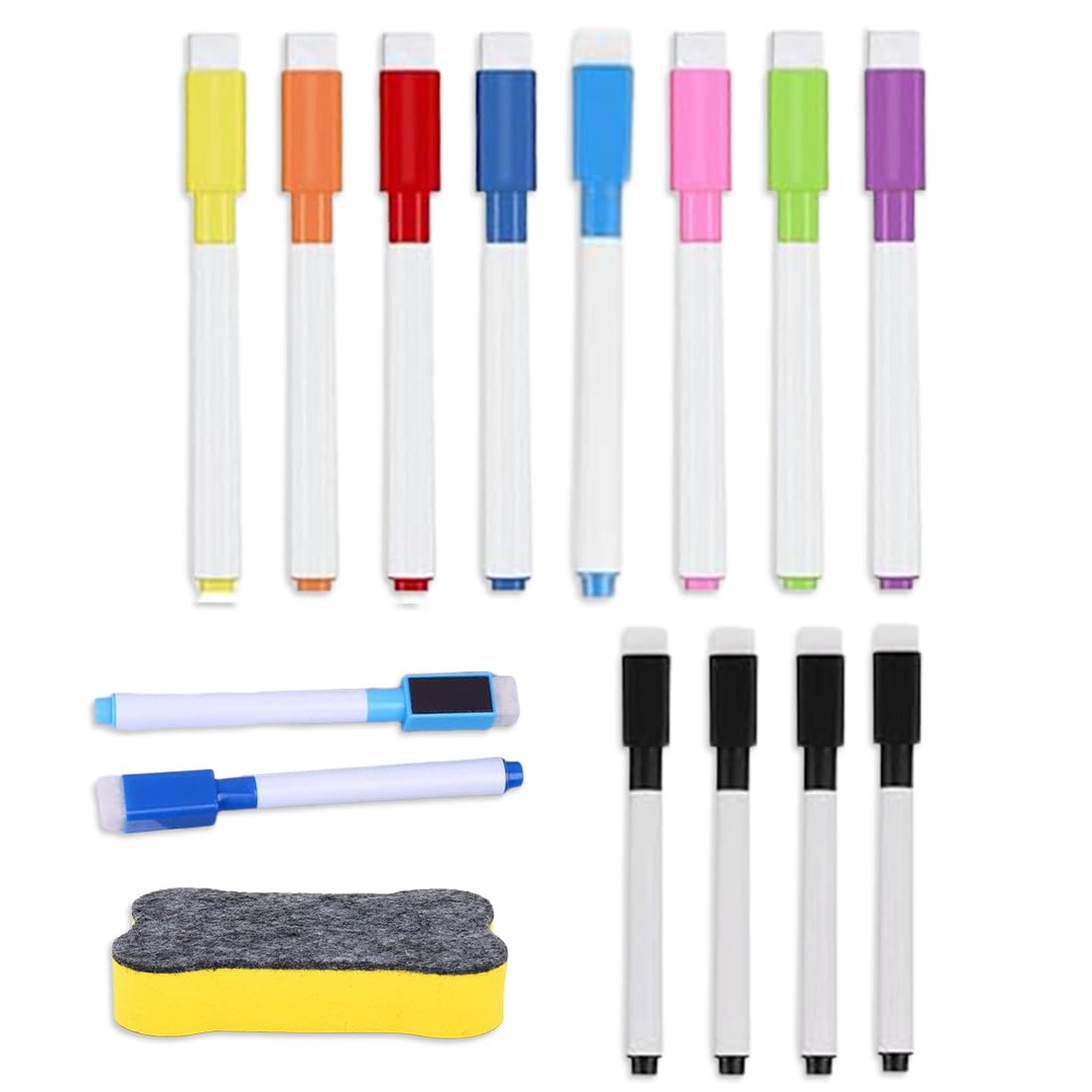 QOWUXHZ 12 Pcs Rotuladores Pizarra Blanca Con 1 Pc Borrador De Pizarra Blanca Bolígrafos Para Pizarra Blanca Rotuladores Borrado En Seco Rotuladores Con Punta Fina Para Oficina 9 Colores