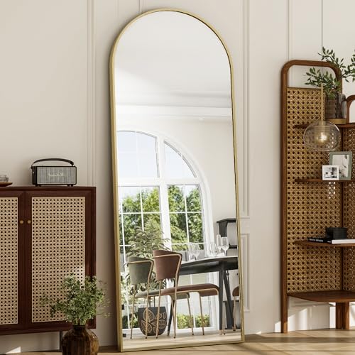 GLSLAND 26" x 71" Arched Full Length Mirror - Gold Full Body Mirror - Extra Large Floor Mirrors for Bedroom, Living Room, Bathroom