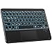 Produktbild IVSO Deutsche Bluetooth Tastatur Mit Touchpad und Beleuchtete, Tragbare Kabellose Tablet Tastatur mit Trackpad und 7 Farben Beleuchtete, für iPad, Android Tablet, Microsoft Surface, Schwarz