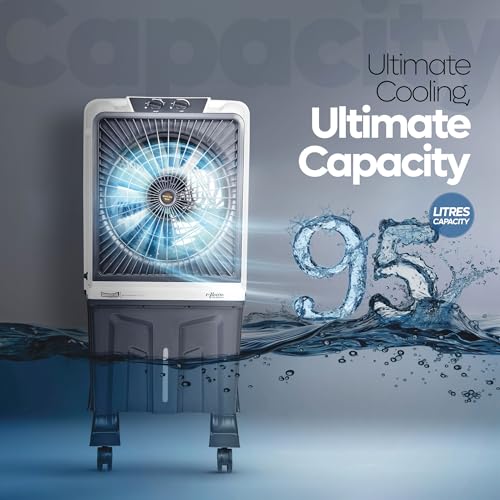 Image of SUMMERCOOL Alvaro 95L Desert Air Cooler with powerful 16 inch motor | Inverter Compatible | 45Ft Air Throw | Double ball bearing Motor | Drain Hole | 1 yr Warranty | Grey