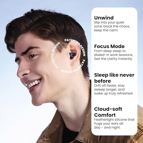 Image of Zenz Unwind Pro Ear Plugs for Sleeping, Soft Silicone Reusable Earplugs for Snoring, Yoga, Reading, Focus & Travel, 35dB Noise Reduction, 4 Sizes XS /S /M /L, Secure Fit with Case (Lagoon Navy, One Size)