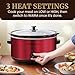 Elite Gourmet MST-900RXT Electric Ceramic XL Jumbo Slow Cooker, Adjustable Temp, Entrees, Sauces, Stews & Dips, Dishwasher Safe Glass Lid & Crock, 8.5Qt, Metallic Red