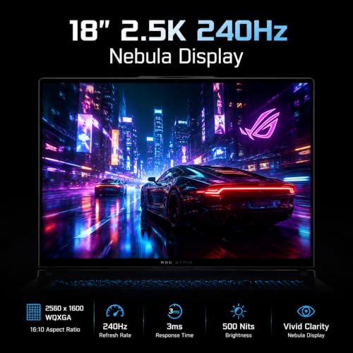 Image of ASUS ROG Strix G18 Gaming Laptop 2026, Intel Core Ultra 9 275HX (Up to 5.4 GHz), GeForce RTX 5070 8GB GDDR7, 2.5K 240Hz /3ms Nebula Display, 32 GB DDR5, 1 TB SSD, Wi-Fi 7, TB4, Windows 11 Pro