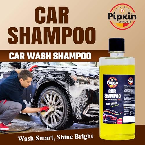 Image of Pipkin Car wash Shampoo 500 ml (Pack of 4) | High Foam for Deep Cleaning | Remove Tough Dirt | Safe on Paint | pH Neutral