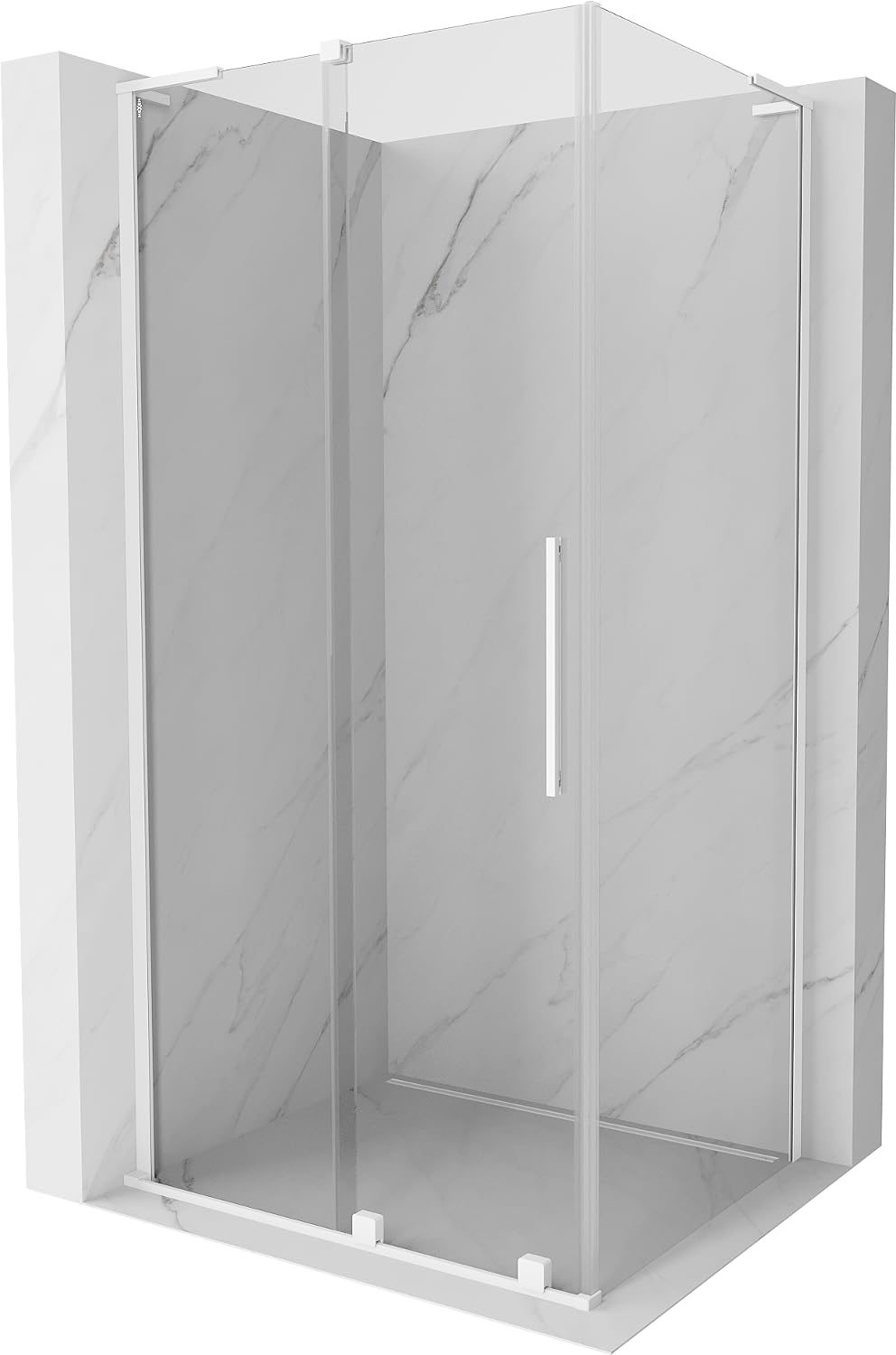 Mexen - Velar L Box doccia estensibile 120 x 90 cm, trasparente, bianco