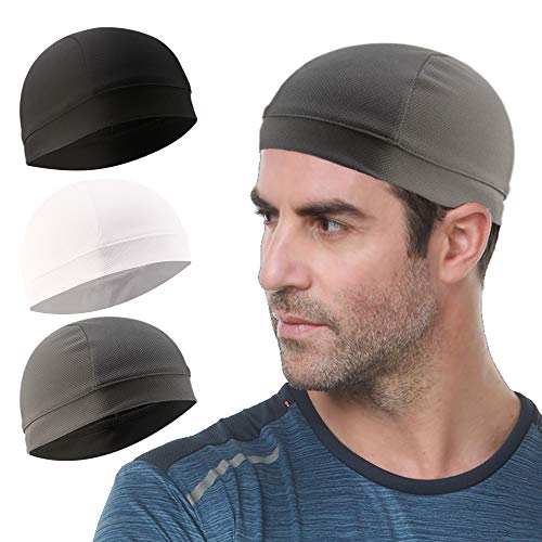 3 Pack Cooling Skull Cap Helmet Liner Sweat Wicking Cycling Running Hat for Men Women