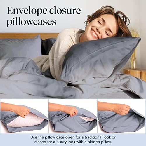 Luxclub 6 Pc King Size Sheet Set Bamboo Sheets Deep Pockets 18" Eco Friendly Wrinkle Free Cooling Bed Sheets Machine Washable Hotel Bedding Silky Soft - Light Grey King #TOP3