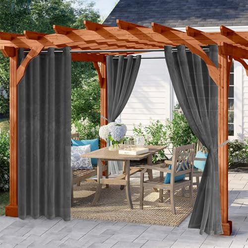 Rideaux imperméables pour terrasse et pergolas SECFOU lot de 2 rideaux noirs filtrant de salon