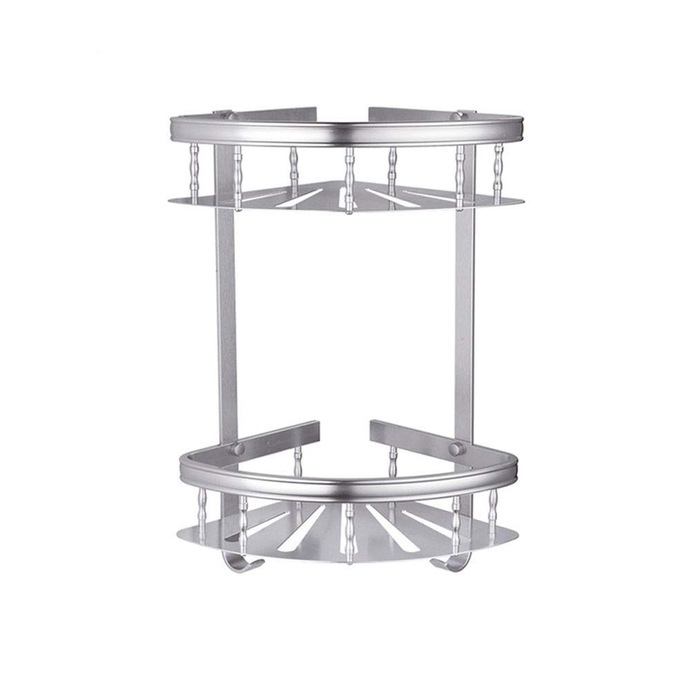 TXGJWRA Double Tier Space Aluminum Bathroom Shower Storage Shelfs Bath Shampoo Triangle Basket Toilet Shelves Corner Shelf Wall