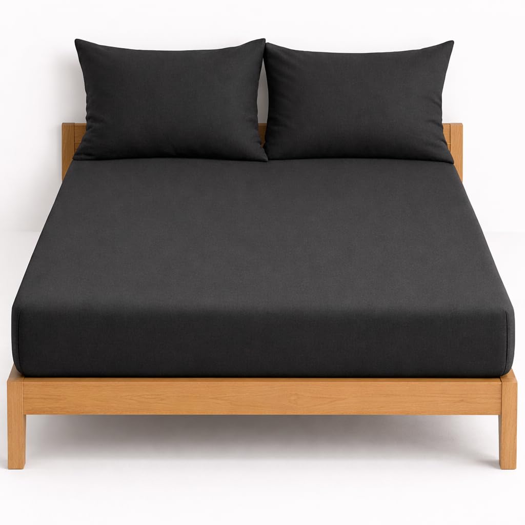 NIYS Luxury Bedding 100% Egyptian Cotton 40CM/16 Extra Deep Fitted Sheets (Charcoal, CTN SK 40 + pillow pair)