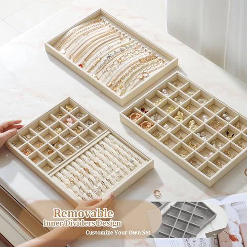 Image of Large Velvet Jewelry Tray Display Drawer Inserts 2 Pack