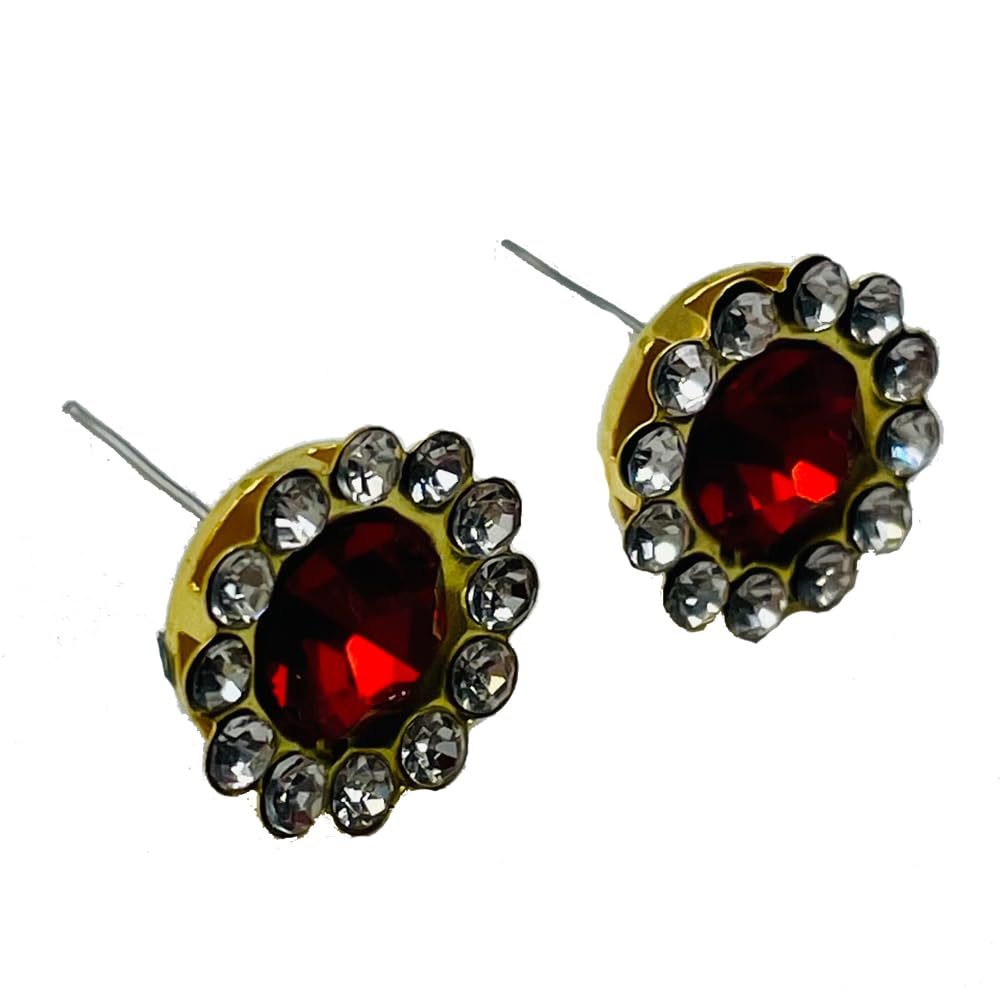 Ruby Bliss: Exquisite EarTops with Red Gemstone - Unparalleled Elegance and Style