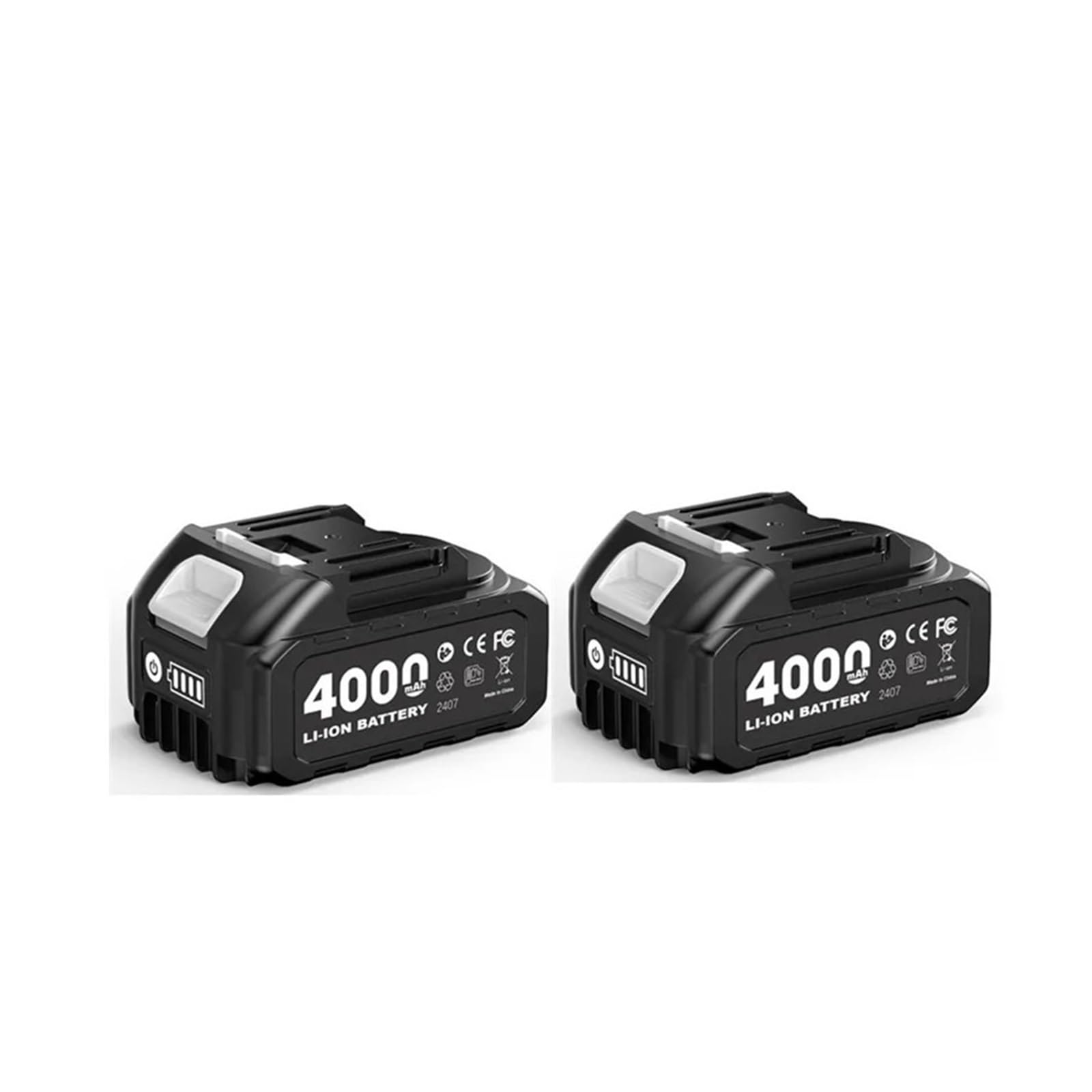 Compatible For Makita, 21V Power Tool ๏ผ4.0Ah Cordless Saw Drill Grinder Wrench Rechargeable Lithium Blower Batter(2pcs)