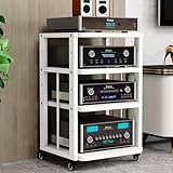 Photo Gallery ziusfac supporto mobile per audio video rack audio supporto multimediale av rack in legno regolabile 3/4/5 livelli rack stereo audio cabinet per tv componenti audio video apparecchiature stereo(white+ Photo Gallery ziusfac supporto mobile per audio video rack audio supporto multimediale av rack in legno regolabile 3/4/5 livelli rack stereo audio cabinet per tv componenti audio video apparecchiature stereo(white+