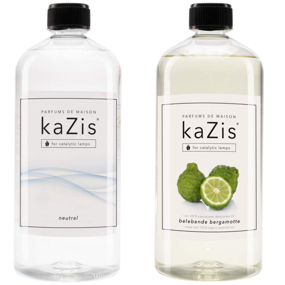 KAZIS® I Duft-Set Neutrale Essenz + Bergamotte I 2 x 1 Liter I Für Alle Katalytischen Lampen geeignet I