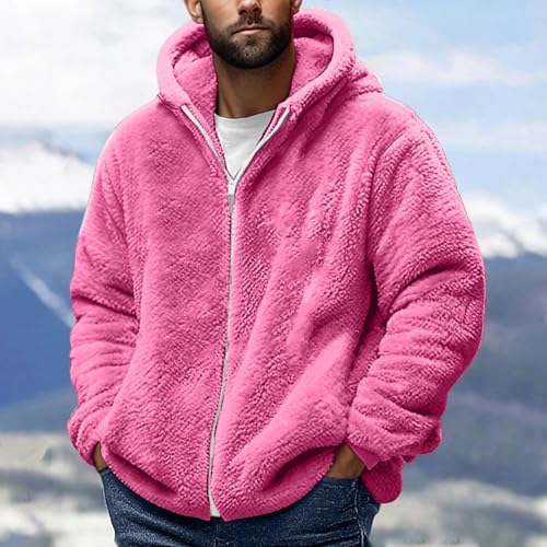 Mens Fuzzy Sherpa Jackets Casual Cozy Fleece Long Sleeve Full Zip Up Hoodies Warm Fall Winter Hooded Coat Fashion2