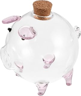 Unomor Clear Pig Shaped Glass Storage Jar with Cork Mini Container for Candy Crafts and Wishing Bottles Cute Design with Ears for Home Decor and Party Favors