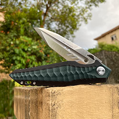 Newootz Folding Pocket Knife With 4In D2 Tool Steel Blade,Liner Lock G10 Handle,Edc Camping Hunting Knives With Clip For Men And Women (Green) #TOP6