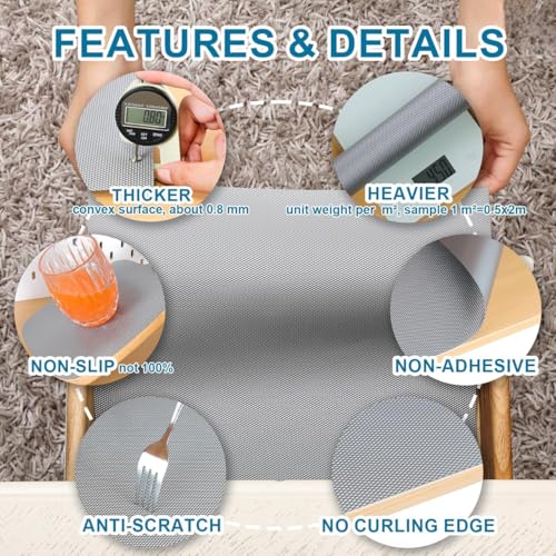 Image of Multipurpose EVA Shelf Roll Grey, 45x300cm - Anti Slip Cupboard Mat, Kitchen Drawer Liner, Fridge Shelf Protector, Water Resistant Wardrobe, Washable Storage Sheet