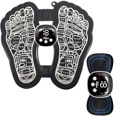 Image of Dr Physio USA 1035 EMS Rechargeable Foot Massager Mat Machine with 8 Massage Modes, 19 Intensity Levels, Reflexology Pad For Pressure Point Full Body Pain Relief, Portable Foldable Foot Massager for Tired & Achy Feet Relief