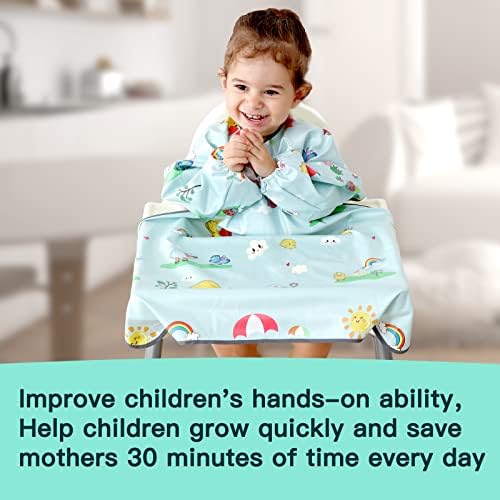 PewinGo Weaning Bib Attaches and Fully Cover to Baby Highchair , Long