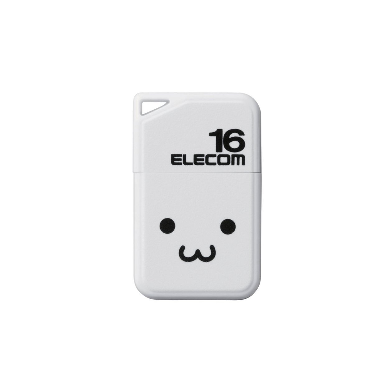 Elecom MF-SU2B16GWHF USB Memory, 16 GB, USB 2.0, Small, Strap Hole, Cap Included, White