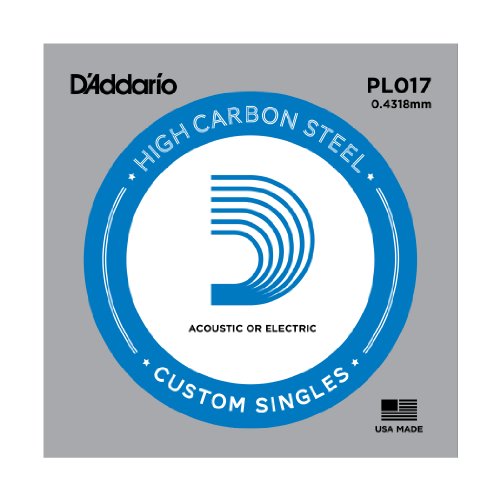 D'Addario PL017 - Cuerda individual de acero liso para guitarra, 0.4318 mm