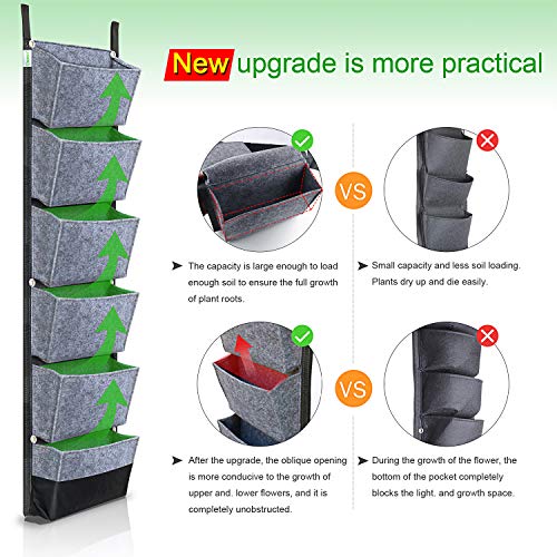 Newkits Vertical Wall Garden Planter With 6 Pockets Best Plant Growth Design Large Space Waterproof Breathable Use For Hanging Herb Garden Courtyard Office Home Decoration (Grey) #TOP2