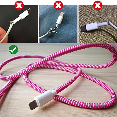 Image of J'TTON Spiral Triple Color (2 Pcs) 1.4 Meters Each-Full Size Cable Cord Charger Protector Saver Winder for iPhone & Android Charging Cables (Red)