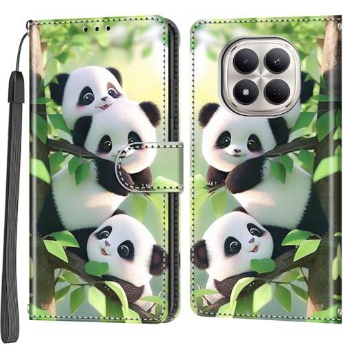 Housse cuir Xiaomi Redmi Note 15 Pro 4G étui portefeuille rabat magnétique panda