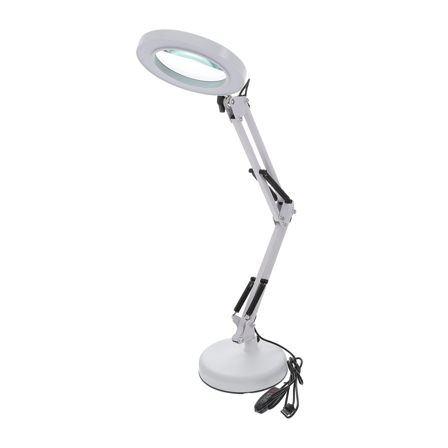 Toddmomy Lampada Lente di Ingrandimento LED 5x Braccio Regolabile a Molla e Illuminazione Multiangolo per Manicure, Trucco e Ricamo Morsetto da Scrivania e Alimentazione USB