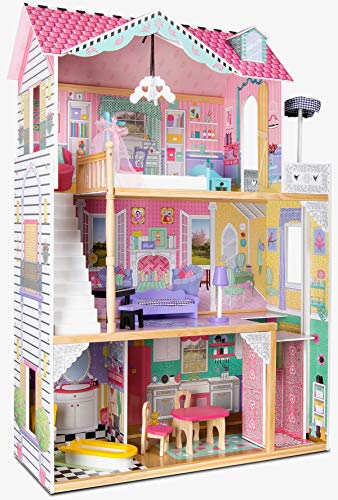 Leomark Holz Rosa Puppenhaus mit Aufzug - Aparthouse für Kinder...