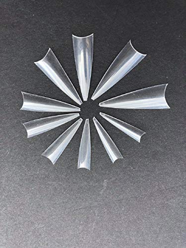 YIMART 500pcs Acrylic Middle Long Easy Coffin Stiletto Nail Tips Pointed Sharp False Nails Nail Art Tips For Decoration Nails Salon (Clear)