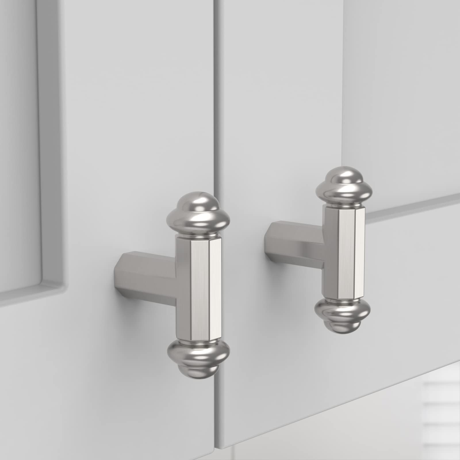 Boutons de tiroir en nickel satiné de 5,1 cm lot de 10 poignées en T pour meuble de cuisine