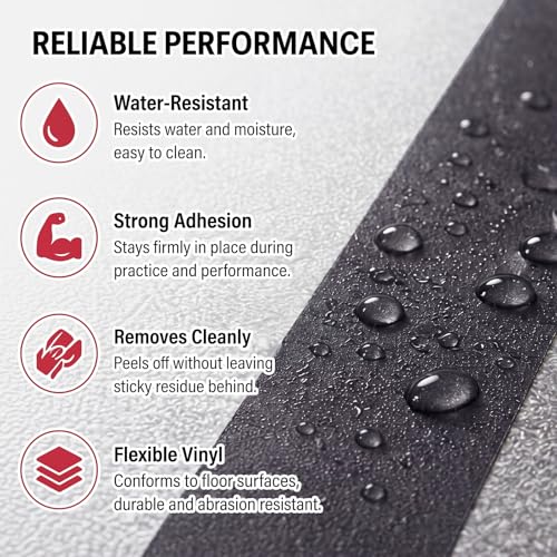 Image of Pangda 2 Rolls Black Vinyl Floor Tape 36 yd X 2 in for Gym Dance