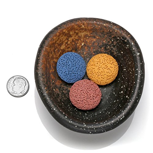 Top Plaza Lava Rock Gemstone Aromatherapy Essential Oil Diffuser Set - Oval Shape Ceramic Incense Burner/Ware/Holder/Bowl With 14Pcs Round Lava Stone Beads