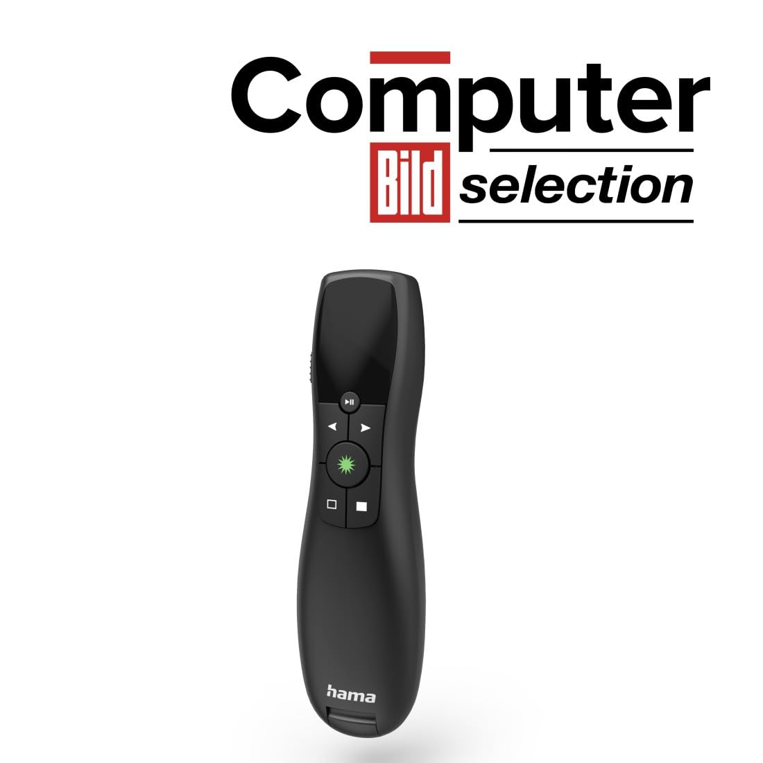 Hama | Presentador con Puntero láser Verde (Mando a Distancia de presentación, 4 en 1, presentador PowerPoint, inalámbrico, USB, Alcance de 20 m)